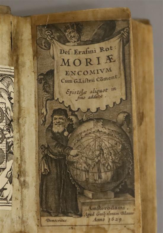 Ex-Libris Ratcliffe College - five small vellum-covered volumes in Latin, 16th and 17th century,